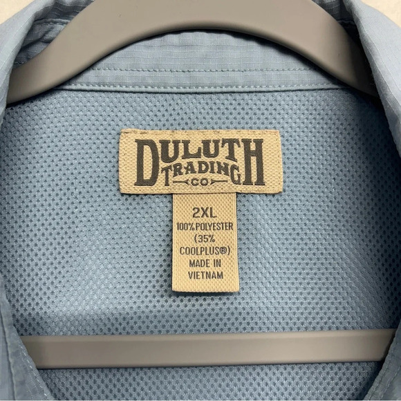 FLAWED Duluth Trading CoolPlus Action Short Sleeve Shirt Blue 2XL Vented - Picture 3 of 9